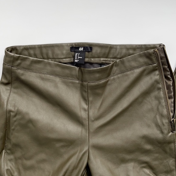 Green Pleather Straight Legged Pants - Picture 2 of 2